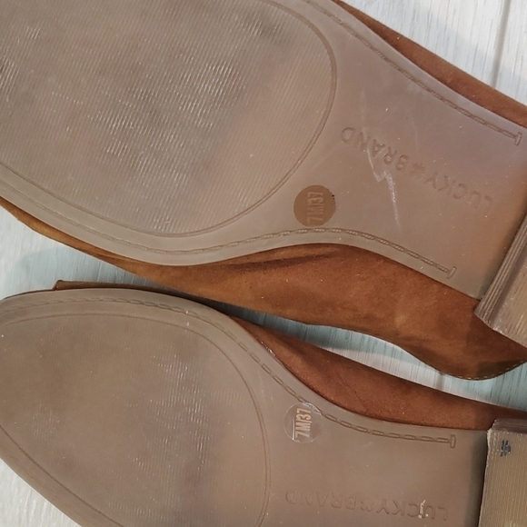 Lucky Brand "Like New" Noomrie Slide Suede Heeled  Sandals shoes sz 7M - Picture 10 of 13